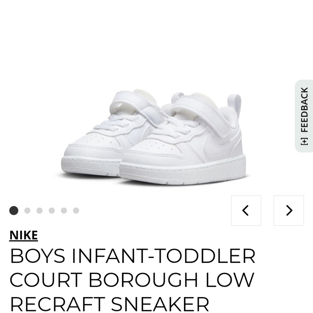 NIKE INFANT-TODDLER COURT BOROUGH LOW RECRAFT SNEAKER White